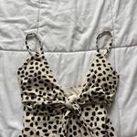 Aerie NWT  Womens Size Small Long Beige Polka Dot Cheetah Bow Summer Beach Photo 1