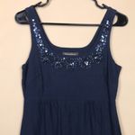 Tommy Bahama  Women’s Bead Sequin Rhinestone Floral Navy Blue Tank A-Line Dress Photo 1