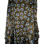 Etcetera Silk Peacock Asymmetrical Flowy Handkerchief Knee Length Skirt Size 6 Photo 0