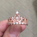 Rose Gold Austrian Crystal Princess Crown Ring Photo 1