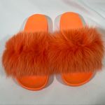 None Faux‎ Fur Slides Women’s SZ 9 EU 44 ORANGE NEW Photo 4