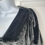 Loft  V-Neck Puff Sleeve Velvet Top Charcoal Gray S Photo 4