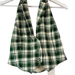 Halara  Women’s Sleeveless Halter Plaid Button Up Vest Top Green Cream Small NWT Photo 0