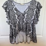 Altar'd State Altar’d State Womens Size XS Top Blouse Black White Snake Skin Photo 0