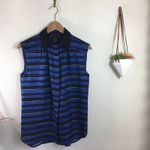 Jason Wu Miss Wu by  silk blue black striped blouse Photo 2
