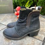 Fly London  Black Antiqued Leather Slouchy Ankle Heeled Booties Motorcycle Sz 6 Photo 0
