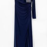 Mac Duggal  26039 Midnight One Shoulder Long Sleeve Asymmetric Formal Gown 8 NWT Photo 2