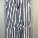 Anthropologie CLOTH & STONE Ruffle Sleeveless Crossover Romper Zuma Beach Stripe Size L Large Photo 0