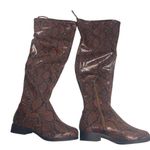 SHOEDAZZLE Women’s Knee Boots Reena Snake Design Beown Size 8 Zipper Closure NEW Brown Photo 0