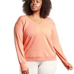 Athleta V Neck Sunrise Sweatshirt in Beach Peach Heather Plus Size 2X Photo 0