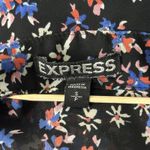 EXPRESS Shirt Womens Small Black Blue Floral Portofino Versatile Office Casual Photo 5