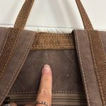 Myra Bag Brown and Cream Patterned Backpack with Leather Accents Photo 4