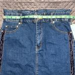Lizard Thicket  large denim paper bag skirt new stretchy waist zip button closure Photo 7