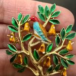 Trifari Vintage A Phillippe Tree Of Life Partridge Bird in Pear Tree Enamel Pin Photo 10