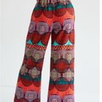 Anthropologie Maeve cotton Pull-on Wide-leg Pants. Red Aztec print.β Size XS. Photo 3