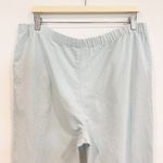 Vintage Diagonal Linen Cotton Elastic Pull On Pants Pastel Light Blue Vtg Medium Photo 7