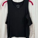 American Eagle  Women’s Large Grey Soft & Sexy Ribbed Cold Shoulder Top Shirt Photo 0