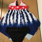 New Women 2pc Patriotic American Flag Tankini Swimsuit Size Small Red Photo 6