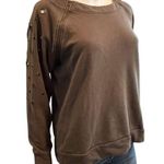 Venus Grommet Zipper Green Crewneck Sweatshirt Size L 90s Retro Photo 1