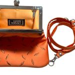 Versace AUTHENTIC Vintage Orange Floral Embroider Jewel Clutch Special Occasion Photo 8