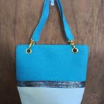 Paper straw hand bag Blue Photo 1