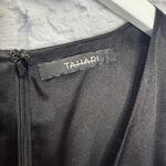 Tahari  Little Black Dress A Line Cocktail Sateen Sleeveless Size S V-Neck Photo 2