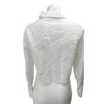 ZARA White Embroidered Eyelet Long Sleeve Collar Button Up Crop Blouse Shirt S Photo 1