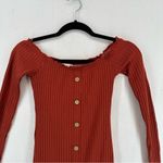 Riley & James  Long Sleeve Button Off The Shoulder Midi Dress Bodycon S Orange Photo 1
