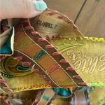 Corkys Elite Channel Hand Painted Leather Wedge Sandals Size 7 Artsy Boho Floral Tan Photo 2