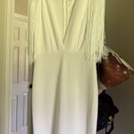 White Fringe Maxi Dress Size M Photo 0