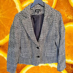 AB Studio  Black and White Herringbone‎ Real Pocket Blazer Size 14 Photo 0