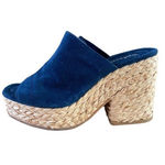 Splendid ‎ Theodore Women's Sandals Sz 7.5 Navy Jute Mule Wedge Shoe Navy Suede Photo 0