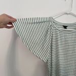 Ann Taylor NEW NWT  Stripe Flutter Sleeve Tee White Aqua Blue Short Sleeve Knit S Photo 7