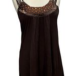 Lola Tank Top Womens L Brown Beaded Embellished Strappy Tunic Flowy Casual Chic Size L Photo 1