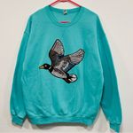 Cabela's Duck hunting Teal Sweatshirt with sequin glitter mallard Duck Design! Size large Photo 0