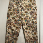 Rafaella NWOT Sz: 14 Colorful Earth Tone Paisley Cropped Capri Flat Front Pant. Photo 0