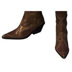 Donald Pliner Western Gold Metallic Leather Intricate Stitch Boot New $750 NWT Size 6.5 Photo 6