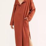 Free People Beach Red Rust Dream Of You Henley Cotton Oversized Dress Sz.XS Photo 0
