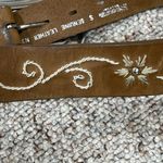 Nocona Western Belt Brown Leather Stitched S Small Silver Buckle Rodeo Photo 2
