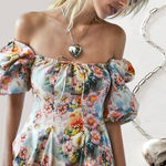 Free People  Paperclip Spektor Heart Pendant Necklace in Silver NWT Chunky Retro Photo 0