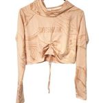 Gymshark  Size Small Pink Hoodie Pink Swirl Cropped Cinch Front Logo Stretch Top Photo 0