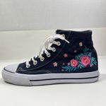 Airwalk Sneaker Womens 10 Navy Denim Embroidered Flowers Lace Up High Top Shoes Photo 4