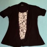 B.WEAR ruffle pullover short sleeve cardigan tunic blouse attach tank top size L Black Size L Photo 0