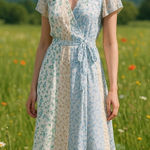 Blue Rain  Asymmetrical high low hem Floral Dress Womens Size Medium Photo 0