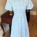 Avara Baby Blue Collared Puff Sleeve Midi Dress Size XS Photo 2