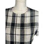 Petite Sophisticate Vintage Black & White Plaid Dress Short Sleeve Midi Cotton Blend Back Tie Sz 14 Photo 0