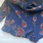 Revolve ASTR The Label long sleeve boho ruffle hem navy floral romper, size M Photo 3