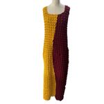 Ashley Stewart Textured Yellow & Burgundy Bodycon maxi Dress NEW Size 26/28 PLUS Photo 1