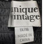 Unique Vintage  Halter Top Ruffle Smocked Tropical Palm Print Plus Size 1x/16 Photo 2