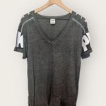 PINK - Victoria's Secret Victoria’s Secret Pink V Neck Dark Grey Short Sleeve Top Photo 0